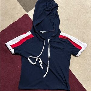 Charlotte Russe Navy and Red Hoodie T-Shirt